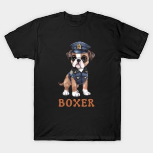 Boxer Dog in Police Uniform T-Shirt